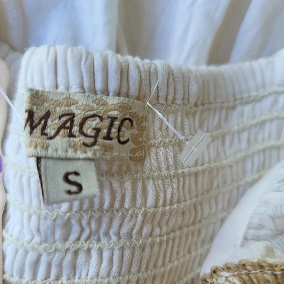 NWT White Maxi Dress Sleveless Embroidere Trim Tassels Flowy Summer Beach Long S - Picture 16 of 16